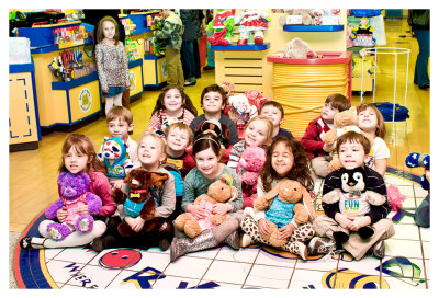 The kids with their stuffed animals