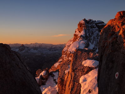 erste Sonnenstrahlen auf den Mittelspitz