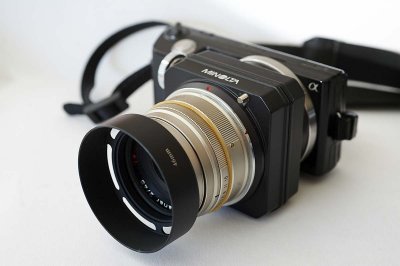 The lens head + Portable-bellows + NEX-5