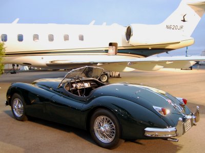 Jaguar XK150 with executive jet
