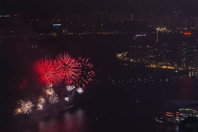 Fireworks seens from The Peak 