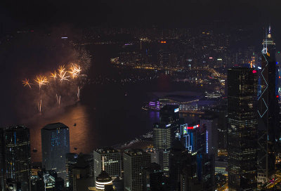 Fireworks seens from The Peak 