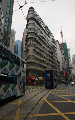 the tram road and a corner building
