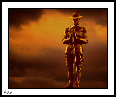 It was the day when all Australia and New Zealand get up at dawn to honour our war heros.  Then a shared breakfast and a day of marches in the main cities. Each year this is growing with more and more children becoming involved.  This is my  shot of the new Zealand Soldier on the ANZAC bridge.
I mustn't forget to mention Two Up a gambling game only legal on ANZAC day.