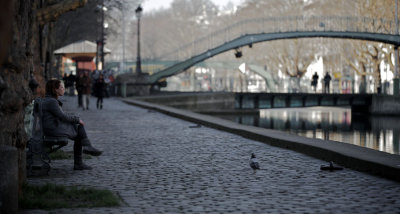 Waiting along the canal Saint-Martin