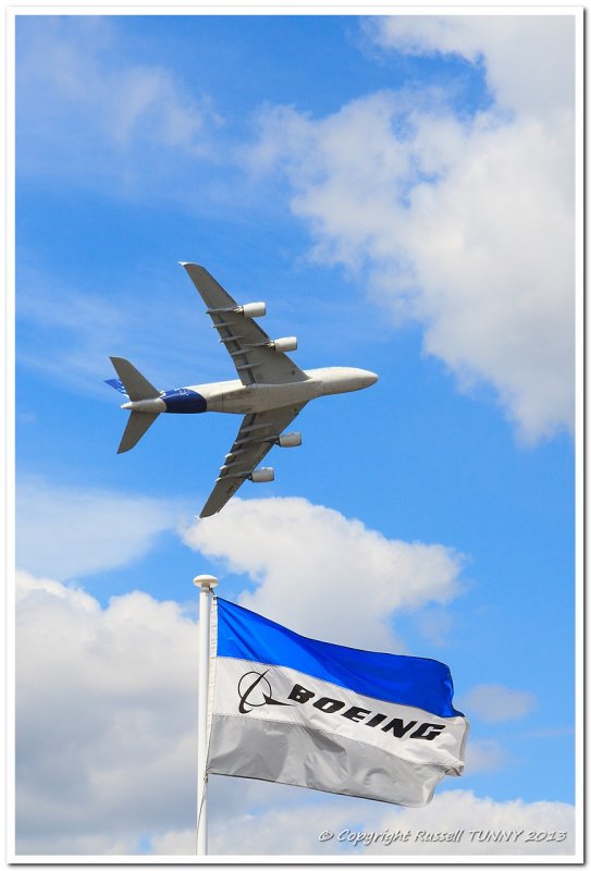 Airbus A-380 Over Boeing Flag