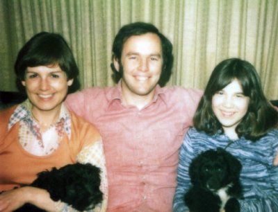 Margo, Larry, and Tracy with Puppies Cecil and Sebastian