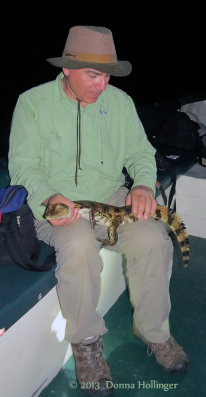 Francisco with Spectacled Caiman that Victor caught