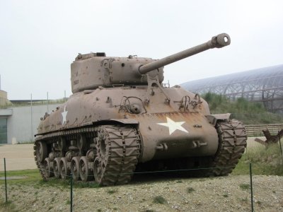 a Sherman tank at the museum site