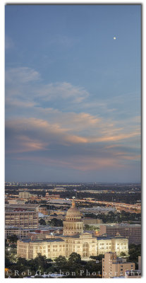 Moon over the Texas State Capitol - Austin, Texas