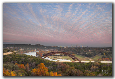 November Sunset over 360 Bridge Austin Texas
