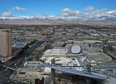 View above Fashion Show Mall and Summerlin