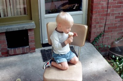 02 Keith with cone on Beth's back porch 02.jpg