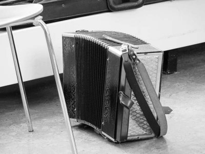 A squeezebox at CONA's Peaceful Beginnings Event.