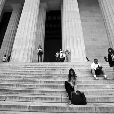 On the steps of the Lincoln Memorial
