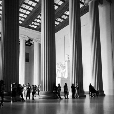 Quiet corner at the Lincoln Memorial away from the tourists