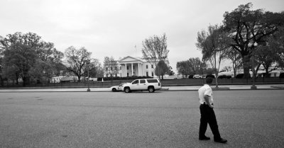 Very quiet today on the North Lawn at The White House