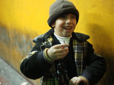 Young boy at Qalandia checkpoint