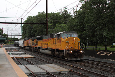 The sign may say CSX but the SD9043MAC is all UP on an empty E at Woodbourne PA