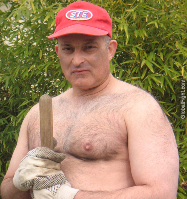 man working backyard shirtless yardwork.JPG