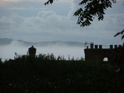 Early morning mists from my back door