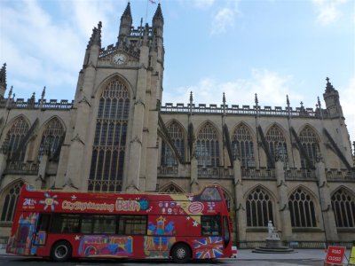 Bath Abbey with bus