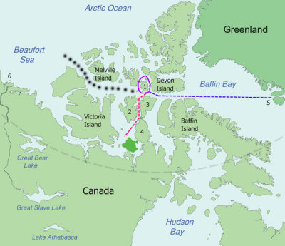 Polar Bound's 2012 route through the Northwest Passage