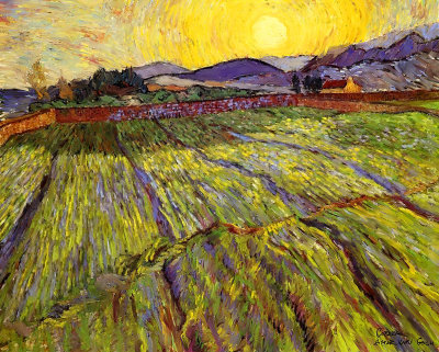 Wheat Field With Sun Rise By Van Gogh