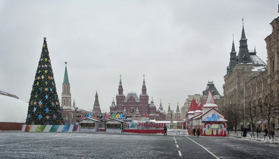 Holiday decorations in Red Square
