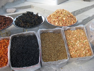 A dried fruit bazaar in front of the Ic Hisar Castle
