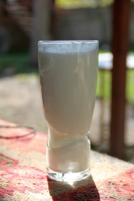 A glass of yoghurt drink