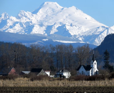 Conway church with Mt. Baker