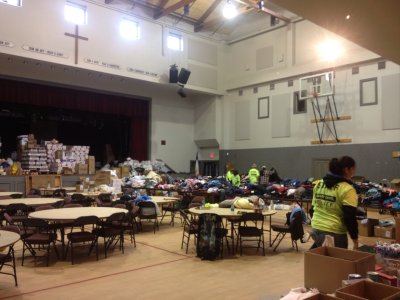 volunteers feeding and clothing 
