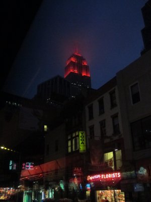 Empire State Building in red lights