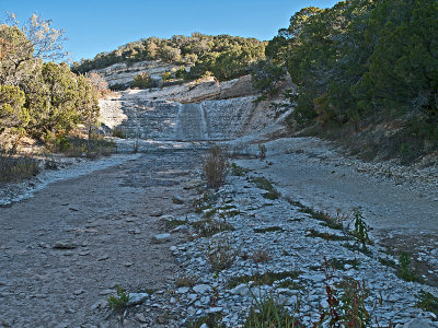 Creek below dam looking toward dam complex 