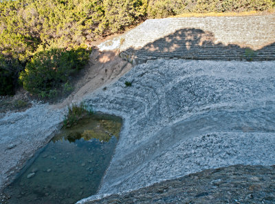 Last spillway, with CCC rockwork, at 3rd level of dam complex