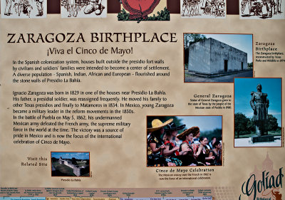 Zaragoza Birthplace sign