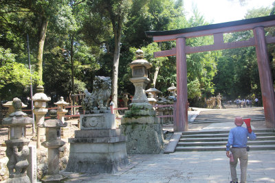 Lanterns and steps at Nara Park.