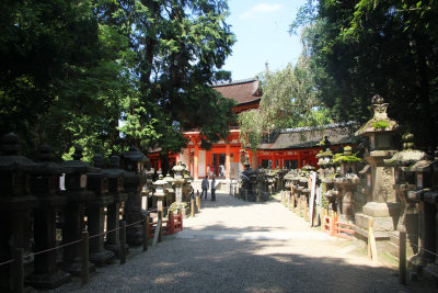 View of the Kasuga Grand Shrine in Nara, which was established in established in 768 AD.