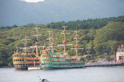 Tourists can also tour Lake Ashi on one of these full-scale replicas of man-of-war pirate ships.