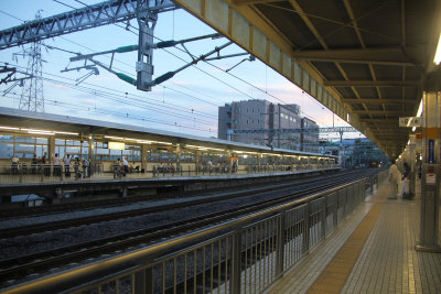 Waiting for the Shinkansen Bullet Train at the Odawara station.