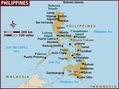 Map of the Philippines with the star indicating Manila.