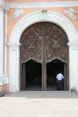 The ornately carved main door of San Agustin Church. It is one of only 4 Baroque churches in the Philippines.