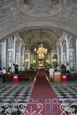 Interior of San Augustin Church. The church interior is in the form of a Latin cross.