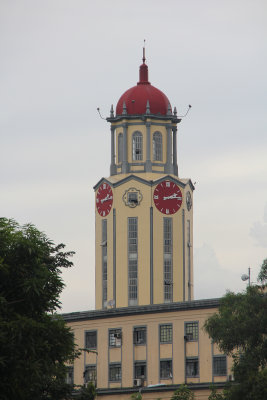 View of the distinctive clock tower of the Manila City Hall, which was designed by Antonio Toledo in the 1930s.