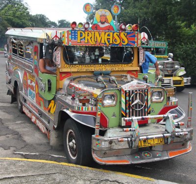 They are flamboyantly decorated. Jeepneys were originally made from U.S. military jeeps left over from World War II.