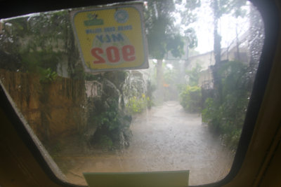 When I left Boracay, I rode a trike to the port in a torrential rain storm in order to catch my flight from Caticlan Airport.