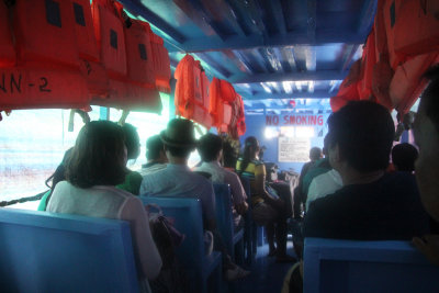 Interior of the catamaran as we sailed to the port at Caticlan to get to the airport.