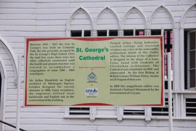 A sign describing the history of St. George's Cathedral.