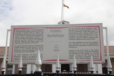 A sign describing the history of the Public Buildings.
